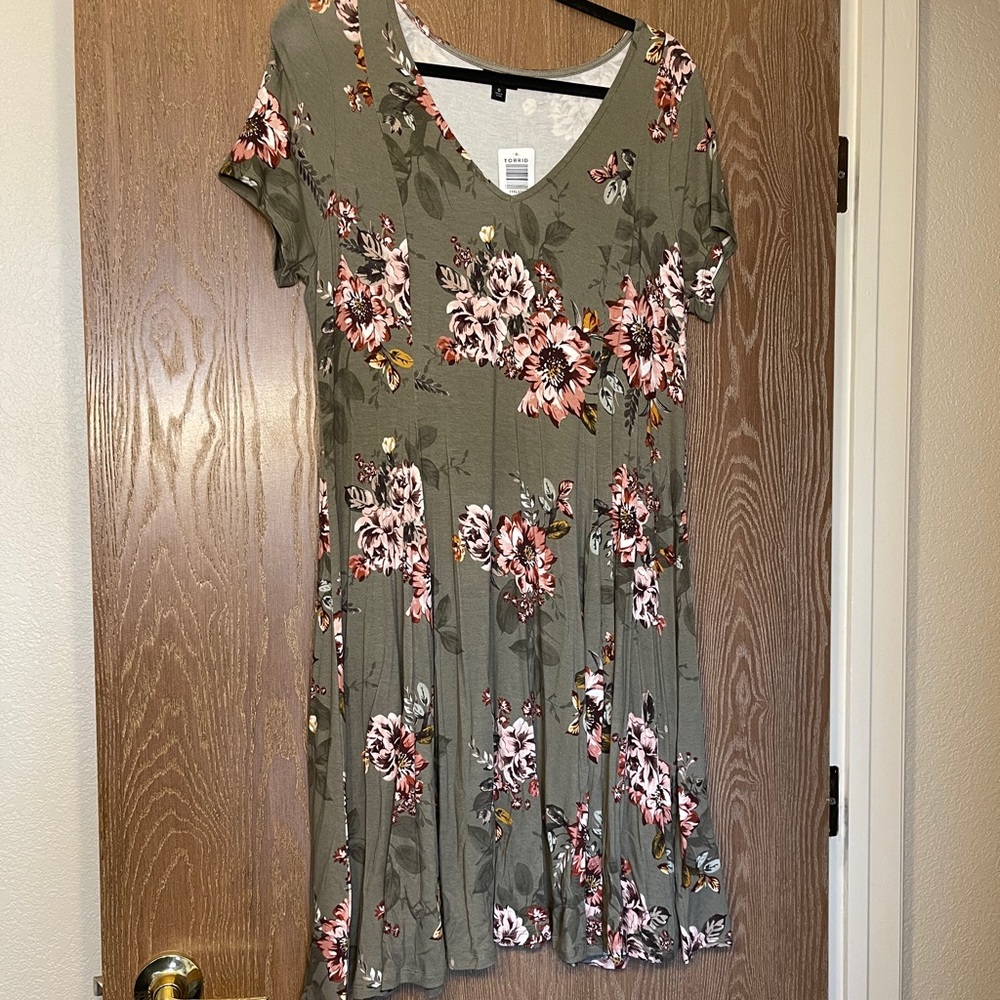 Torrid Dark Green Floral Dress